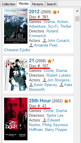 Displaying disc numbers in the movie list