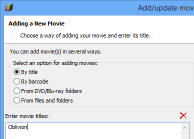 Options for adding movies