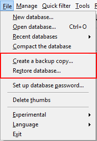 Back up and restore database