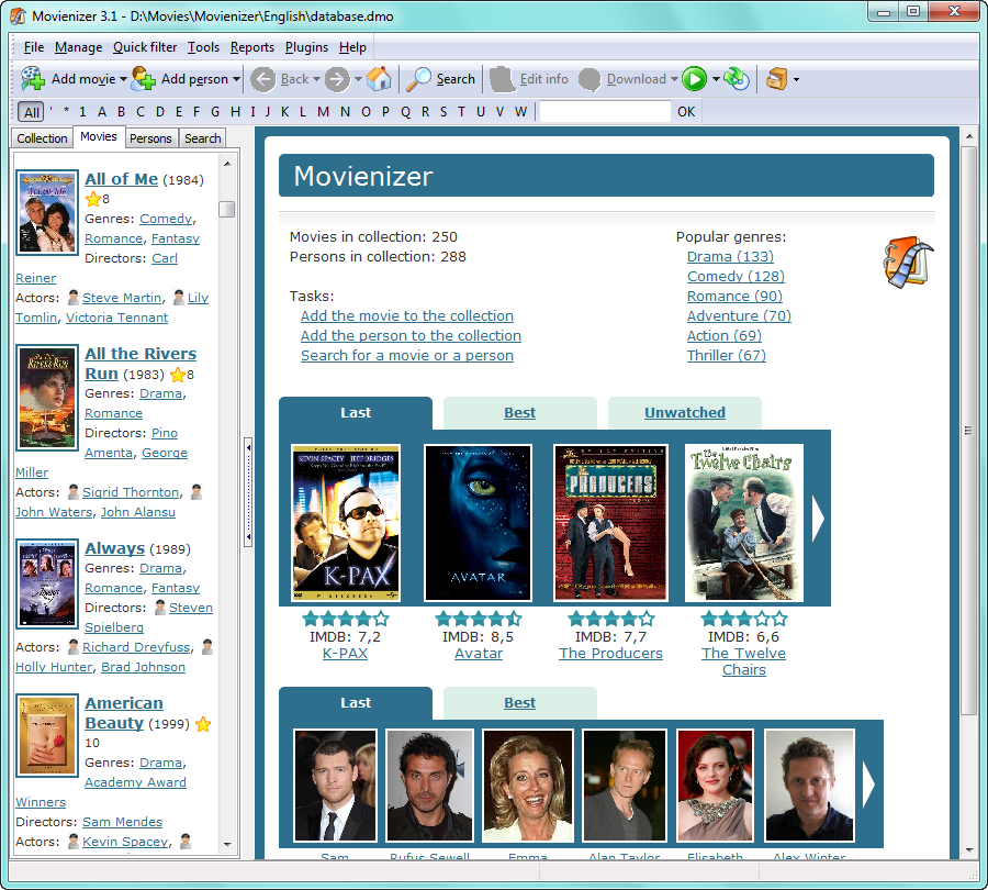 Movienizer home page