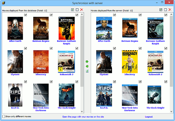 Synchronize your movie list with the server