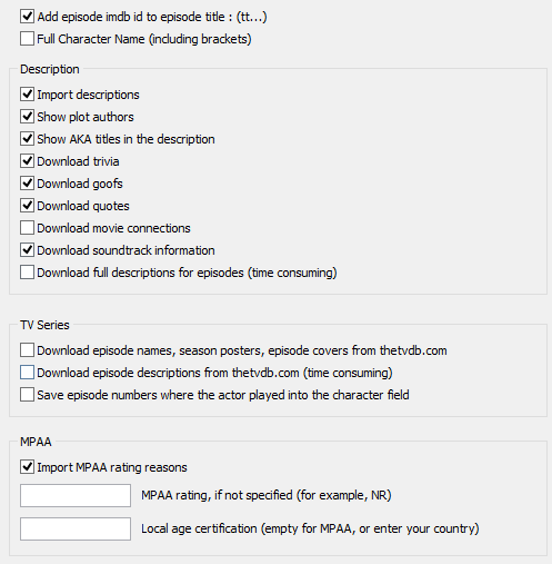 IMDb script settings - right