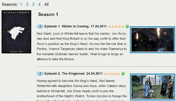 Seasons tab on the movie page