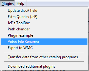 Open the video file renaming plugin