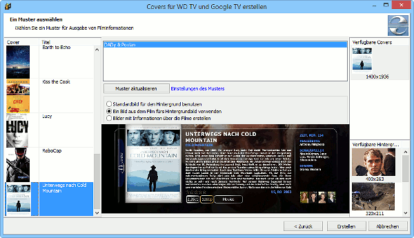 WD TV und Google TV Covers fr Filme erstellen