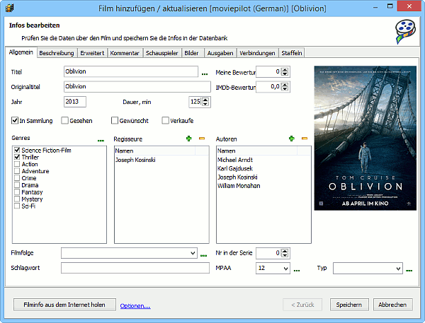 Informationen ber den Film bearbeiten