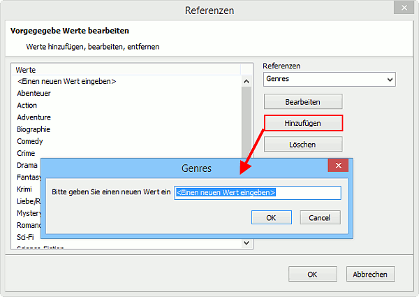 Genres bearbeiten
