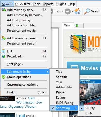 Sort movies by site rating