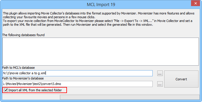 Import movies from several XML files