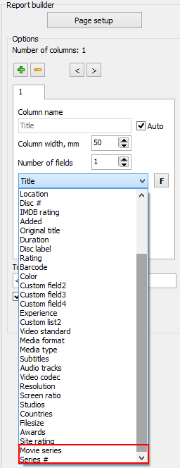 Movie series in the report builder