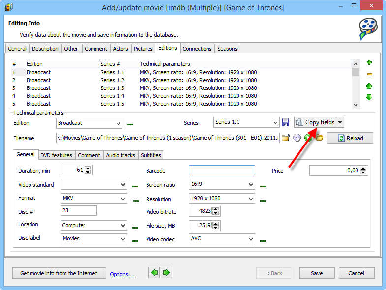 Copy fields to other editions