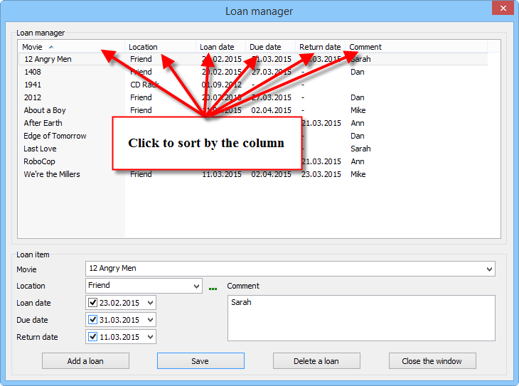 Sort by column