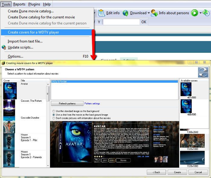 Create movie covers for WD TV