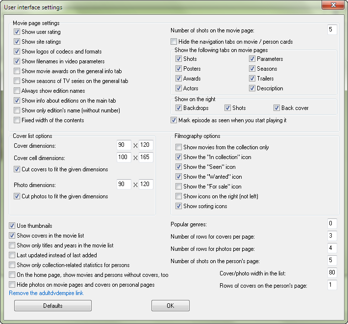 Orange user interface settings