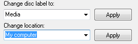 Change disc label and location