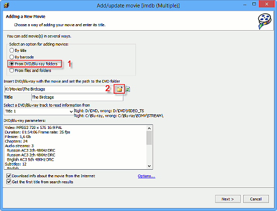 Add a movie from DVD or Blu-ray