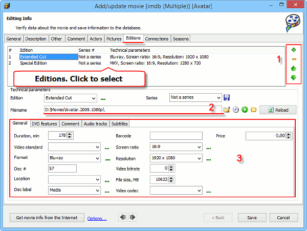 Edit editions of the movie