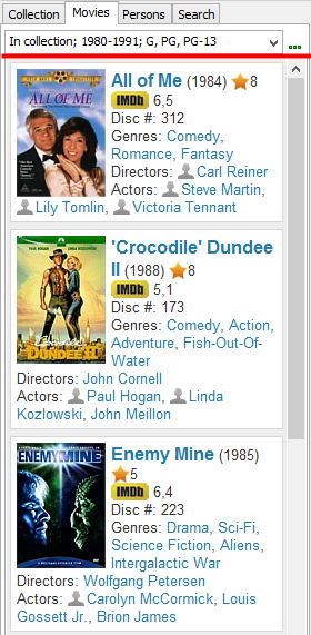 Extended filters on the Movies tab