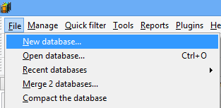 File - New database