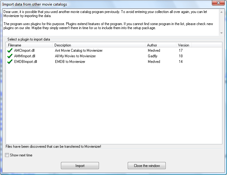 Import your movie collection from another movie catalog program