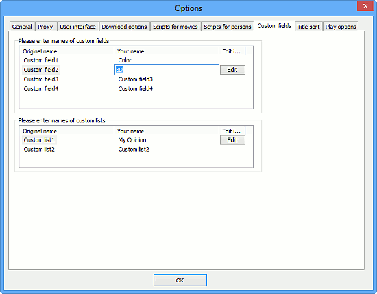 Rename custom fields and lists