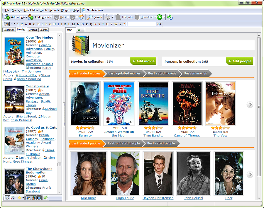 Movienizer home page