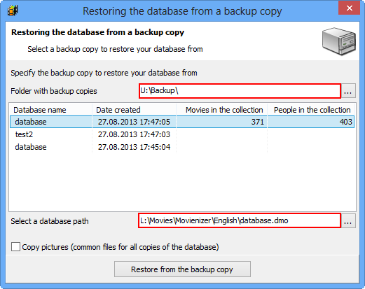 Restoring a movie database